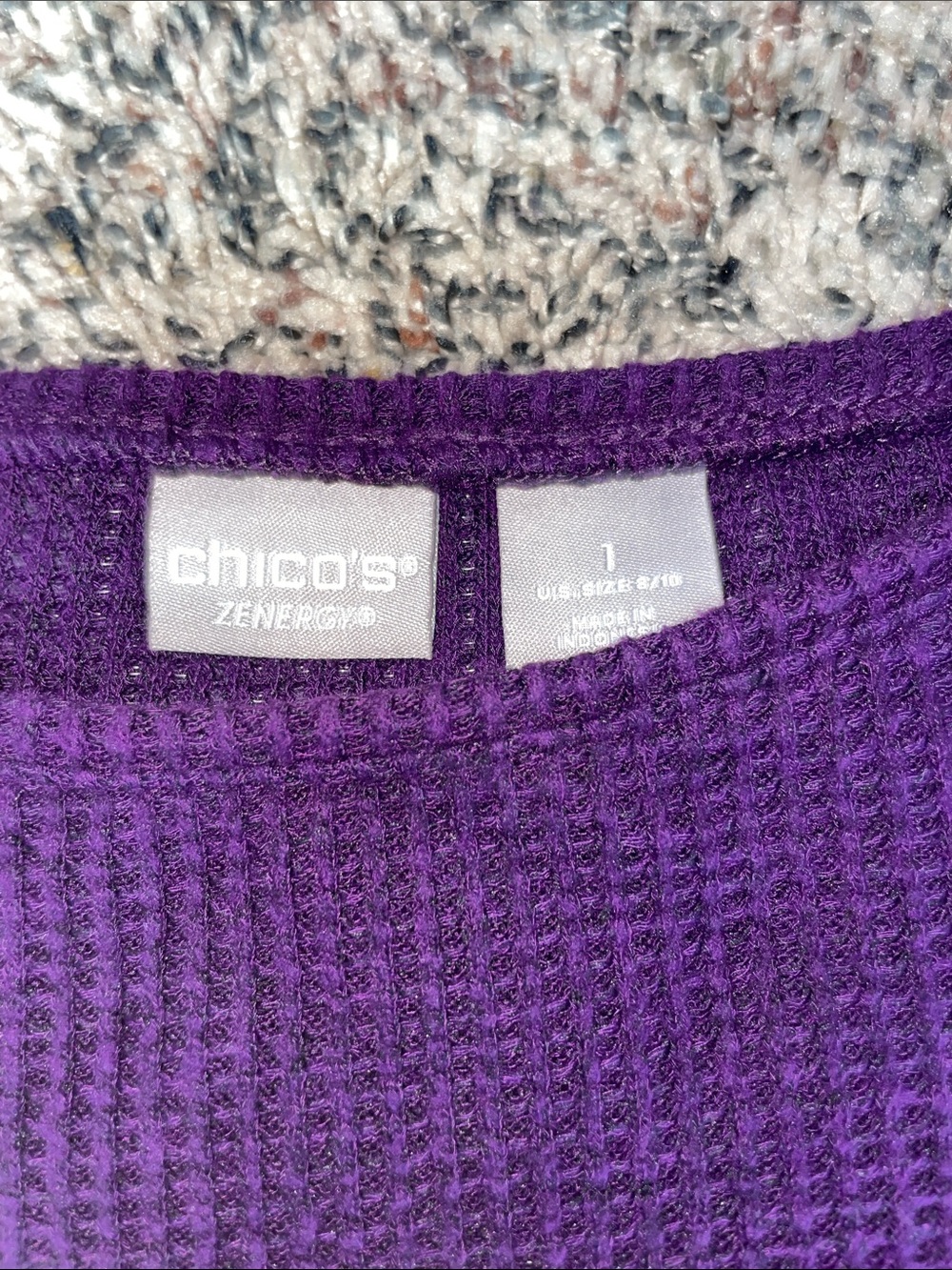 Chico's Deep Purple Tunic Crew Neck Tank Top Size 1 (8/10) | EUC - Picture 3 of 4